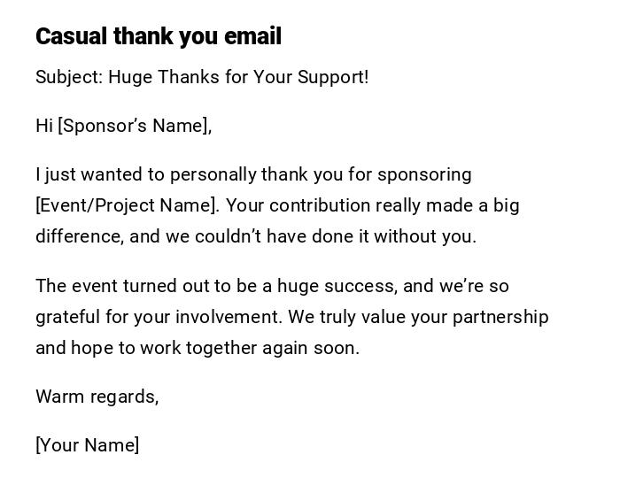 Casual thank you email Casual thank you email