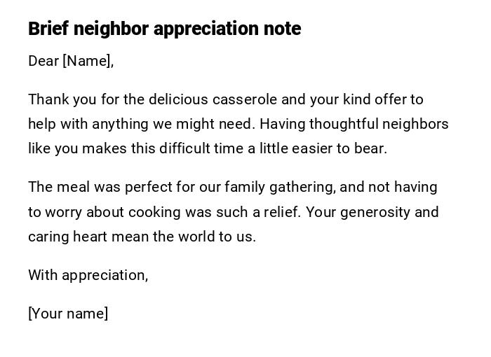 Brief neighbor appreciation note