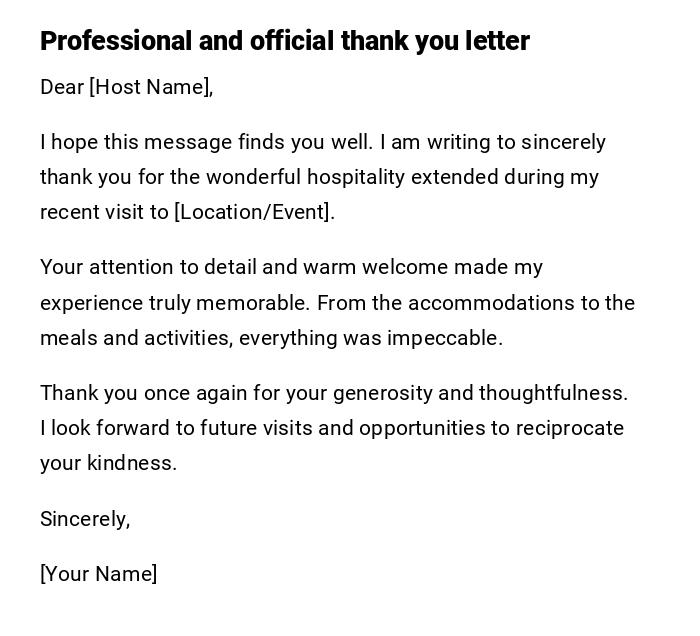 Professional and official thank you letter Professional and official thank you letter