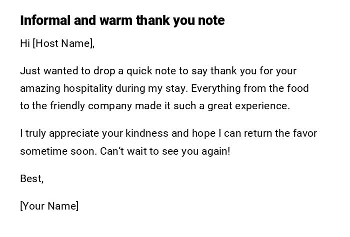 Informal and warm thank you note Informal and warm thank you note