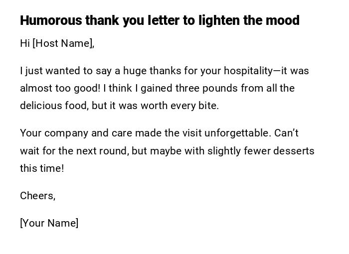 Humorous thank you letter to lighten the mood Humorous thank you letter to lighten the mood