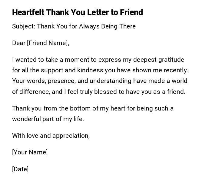 Heartfelt Thank You Letter to Friend Heartfelt Thank You Letter to Friend