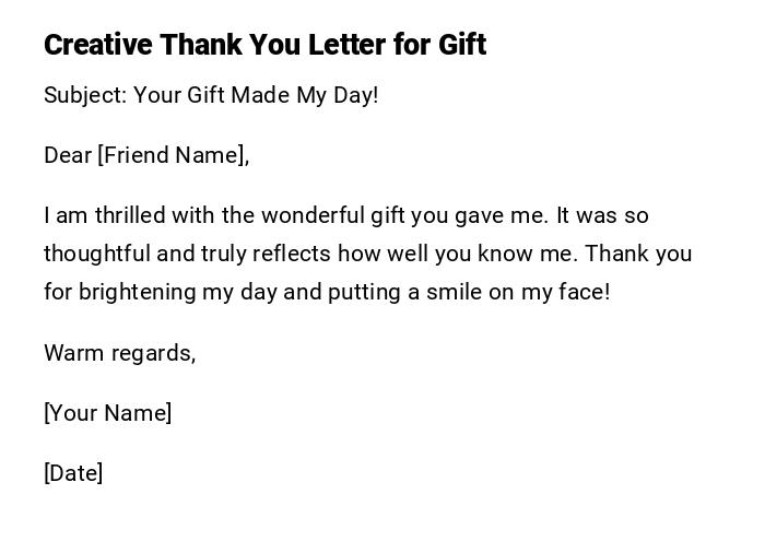 Creative Thank You Letter for Gift Creative Thank You Letter for Gift