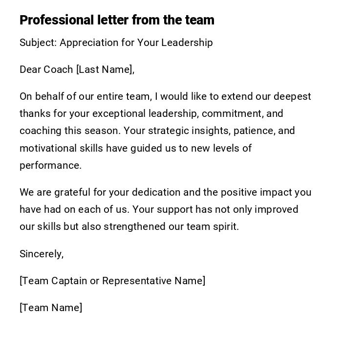 Professional letter from the team Professional letter from the team