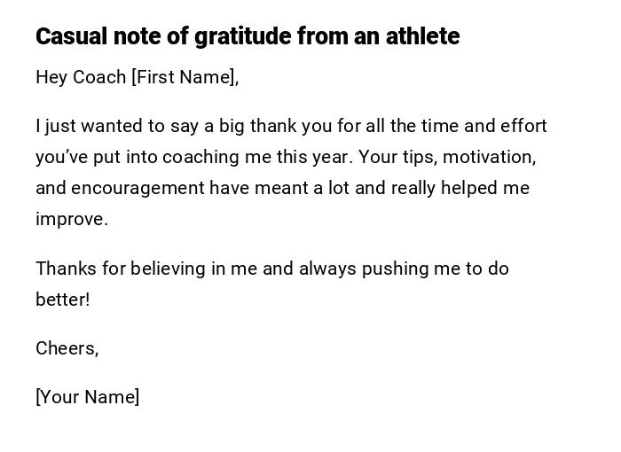 Casual note of gratitude from an athlete Casual note of gratitude from an athlete