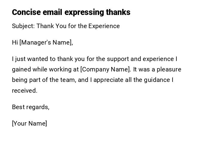 Concise email expressing thanks Concise email expressing thanks