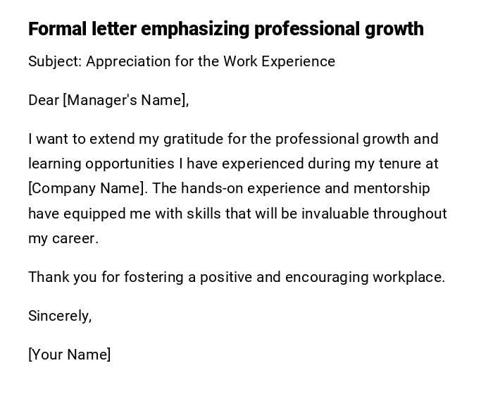 Formal letter emphasizing professional growth Formal letter emphasizing professional growth