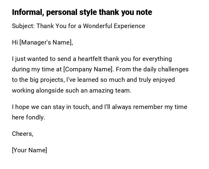 Informal, personal style thank you note Informal, personal style thank you note