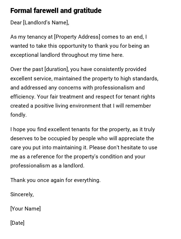 Formal farewell and gratitude Formal farewell and gratitude