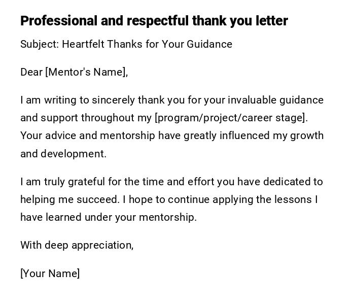 Professional and respectful thank you letter Professional and respectful thank you letter