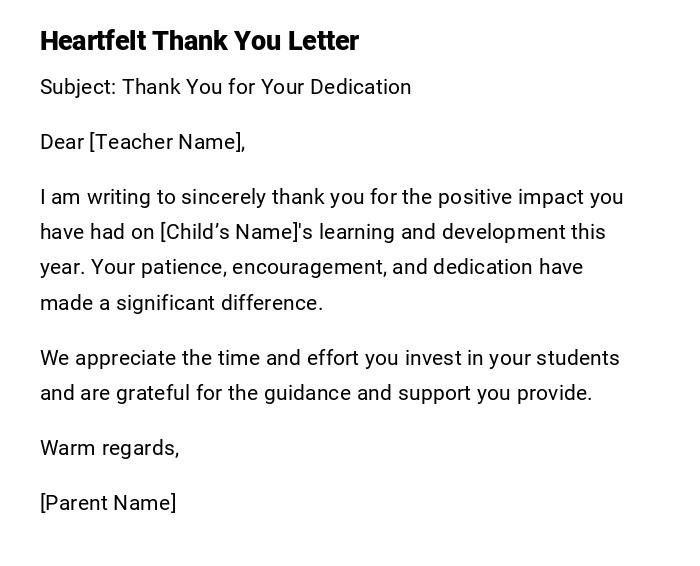 Heartfelt Thank You Letter Heartfelt Thank You Letter