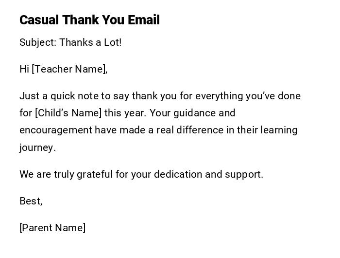 Casual Thank You Email Casual Thank You Email