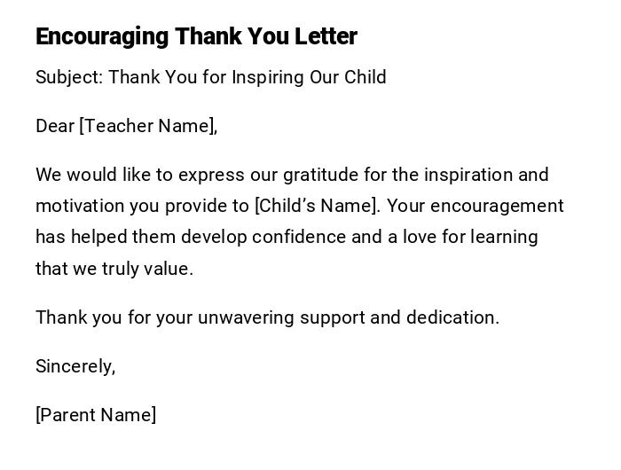 Encouraging Thank You Letter Encouraging Thank You Letter