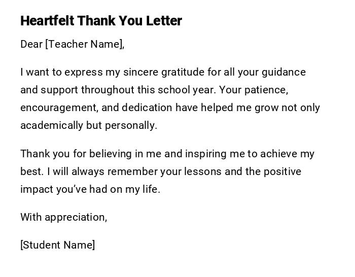 Heartfelt Thank You Letter Heartfelt Thank You Letter