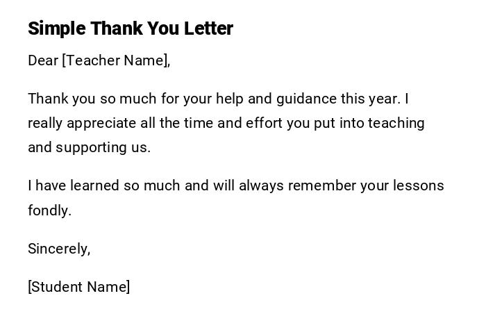 Simple Thank You Letter Simple Thank You Letter