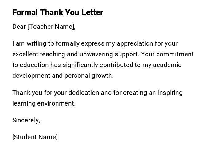Formal Thank You Letter Formal Thank You Letter