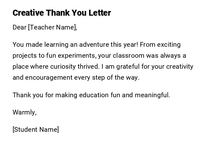 Creative Thank You Letter Creative Thank You Letter
