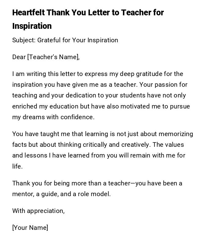 Heartfelt Thank You Letter to Teacher for Inspiration Heartfelt Thank You Letter to Teacher for Inspiration