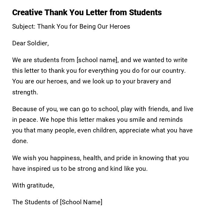 Creative Thank You Letter from Students Creative Thank You Letter from Students
