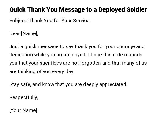 Quick Thank You Message to a Deployed Soldier Quick Thank You Message to a Deployed Soldier