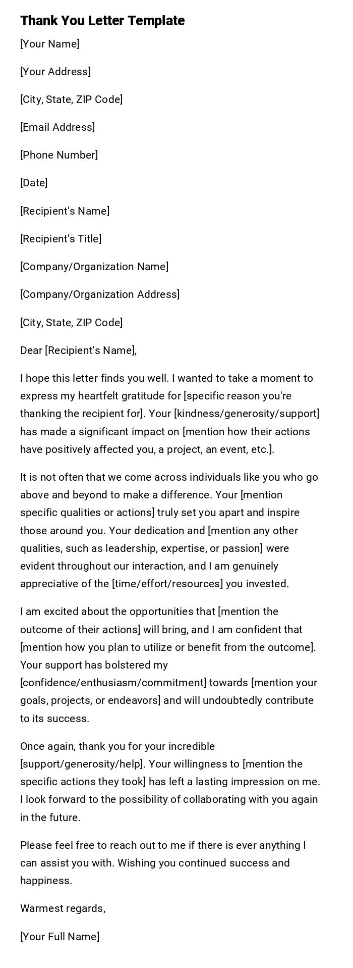 Thank You Letter Template Thank You Letter Template