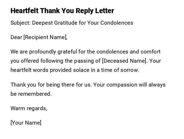 Heartfelt Thank You Reply Letter