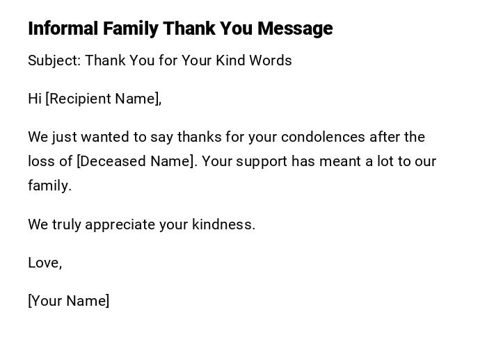 Informal Family Thank You Message
