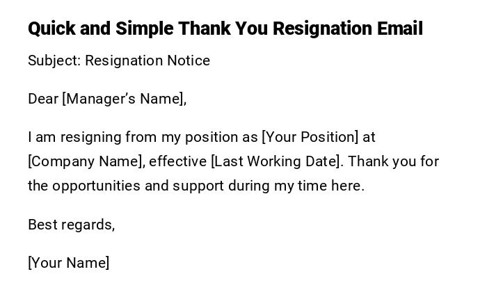 Quick and Simple Thank You Resignation Email Quick and Simple Thank You Resignation Email