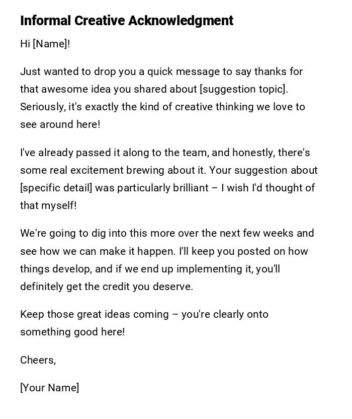 Informal Creative Acknowledgment Informal Creative Acknowledgment