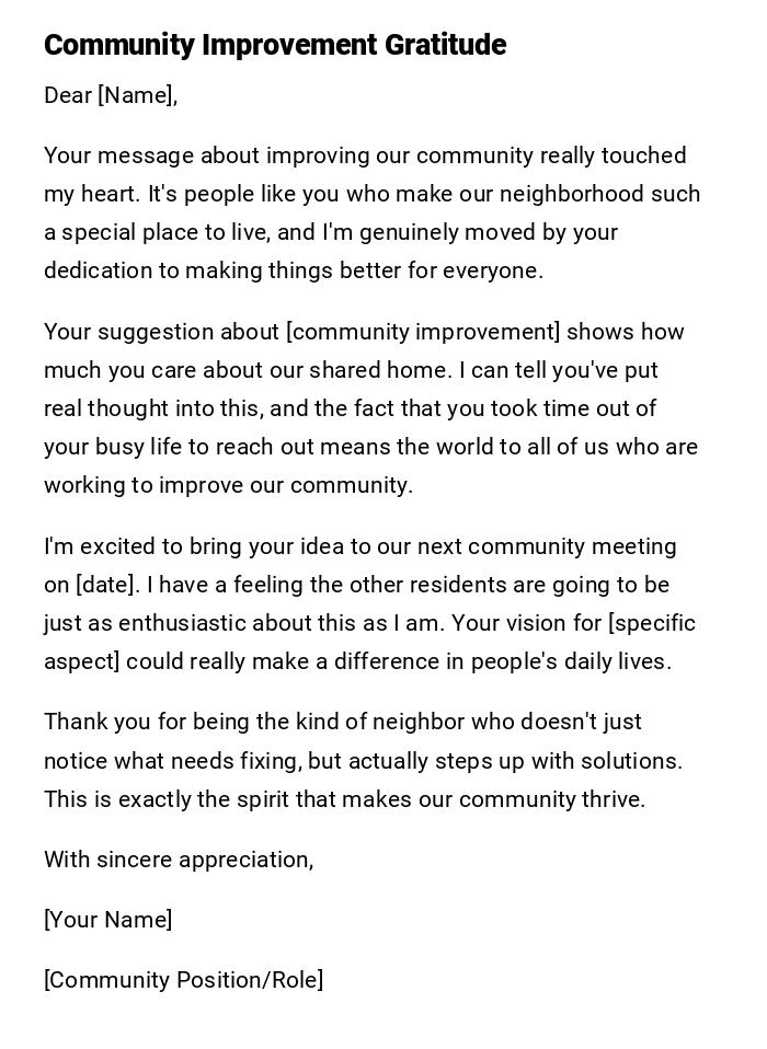 Community Improvement Gratitude Community Improvement Gratitude