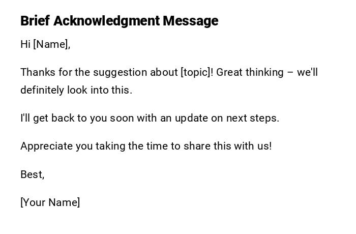 Brief Acknowledgment Message Brief Acknowledgment Message
