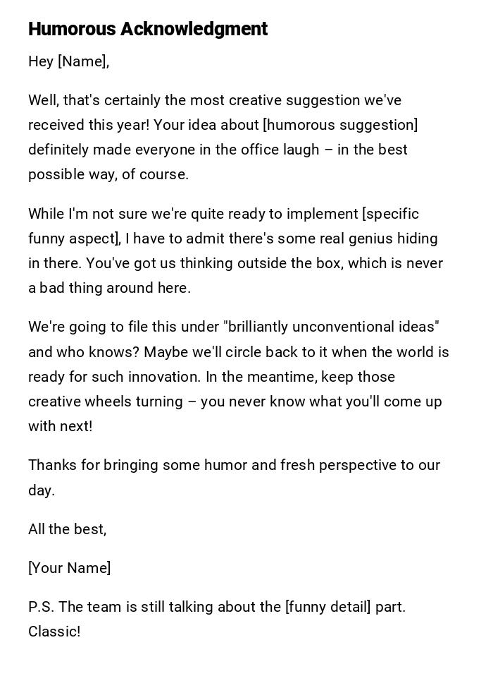 Humorous Acknowledgment Humorous Acknowledgment