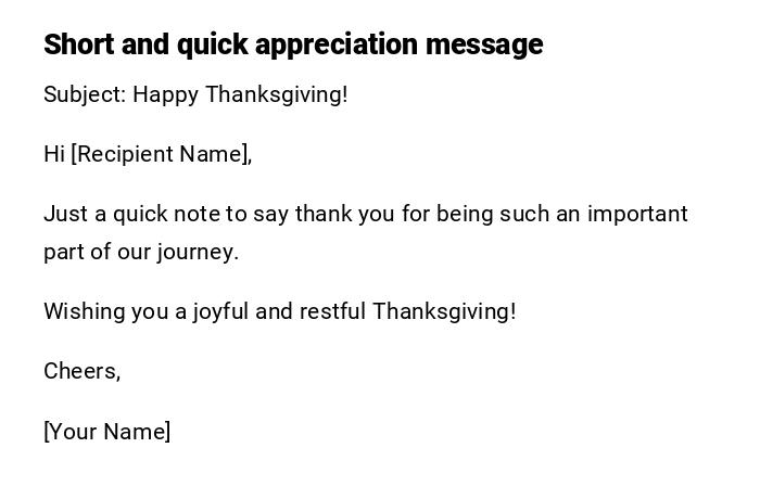 Short and quick appreciation message Short and quick appreciation message