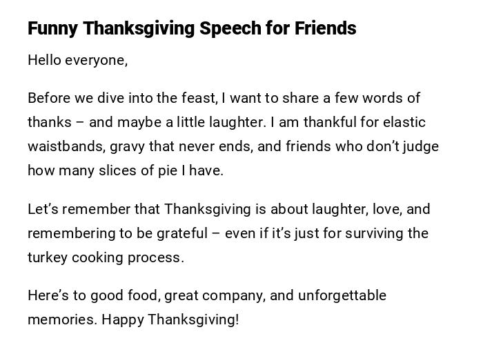Funny Thanksgiving Speech for Friends Funny Thanksgiving Speech for Friends