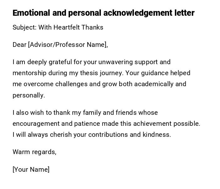 Emotional and personal acknowledgement letter Emotional and personal acknowledgement letter