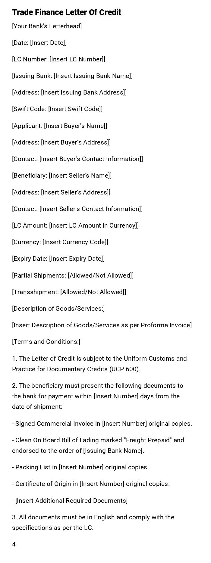 Trade Finance Letter Of Credit