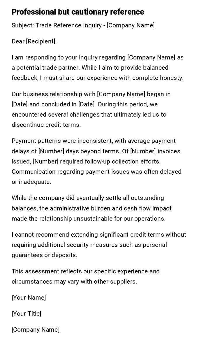 Professional but cautionary reference