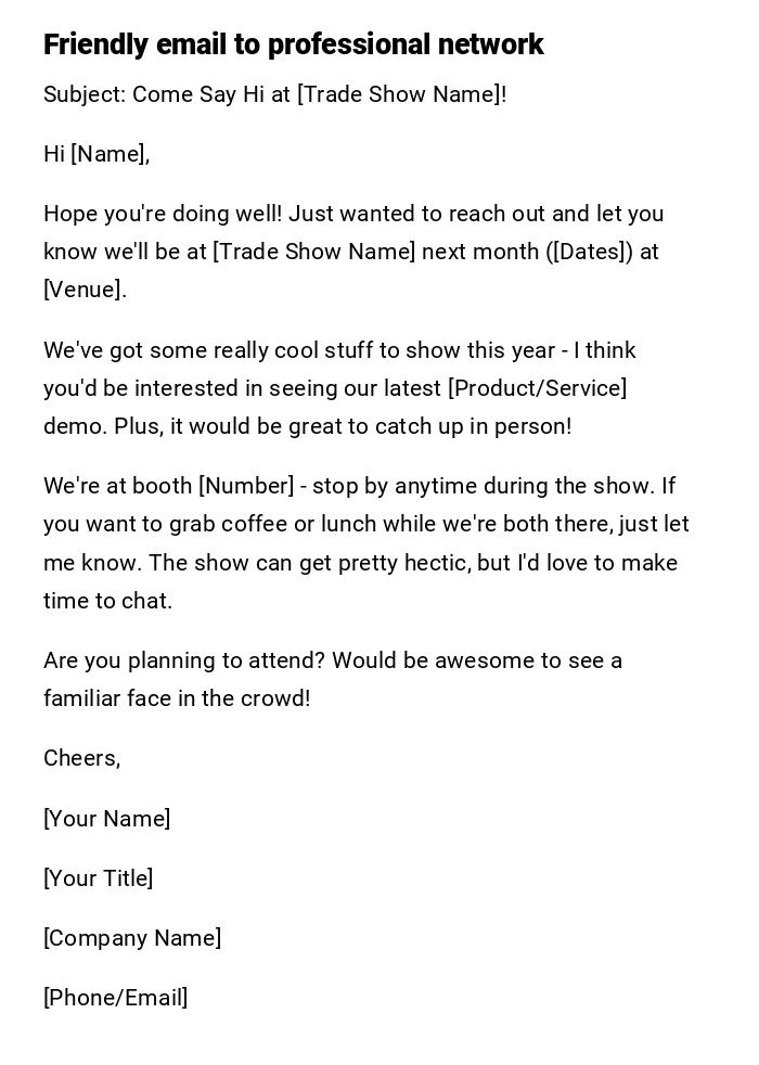 Friendly email to professional network