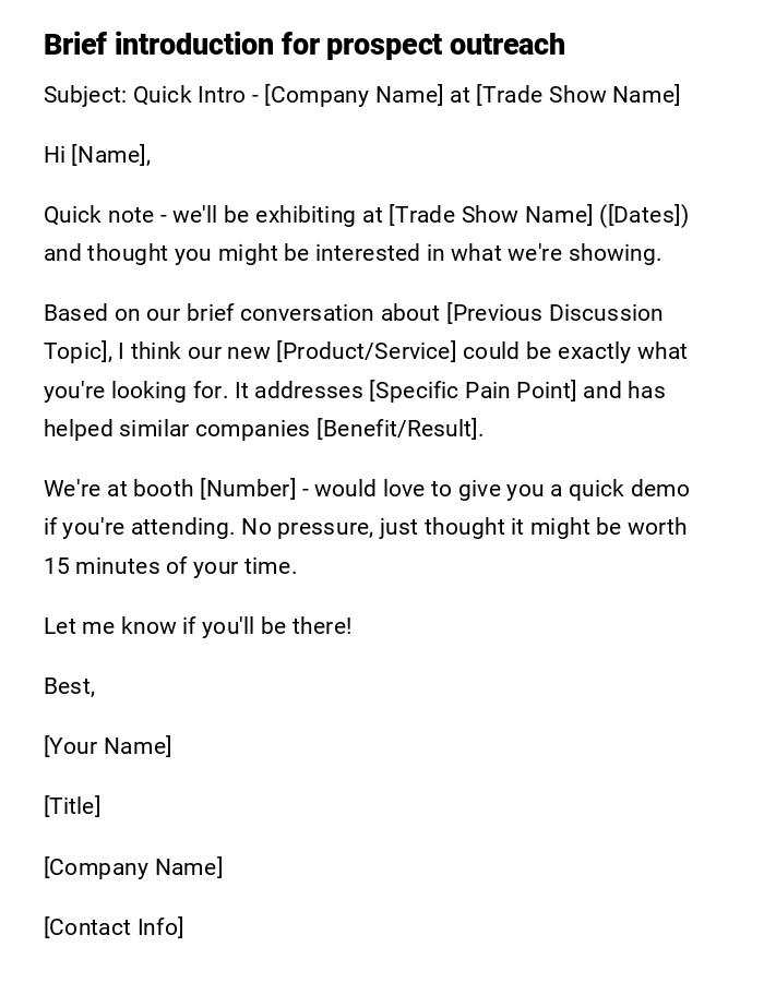 Brief introduction for prospect outreach