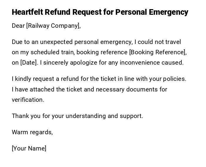 Heartfelt Refund Request for Personal Emergency Heartfelt Refund Request for Personal Emergency