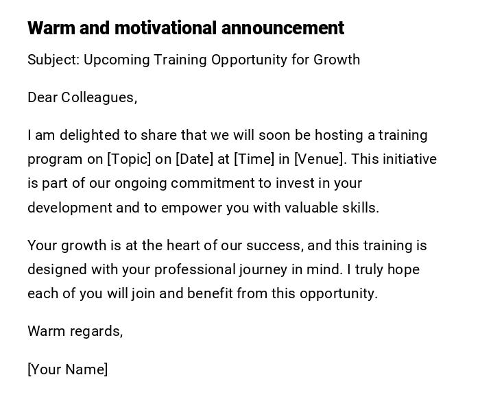 Warm and motivational announcement