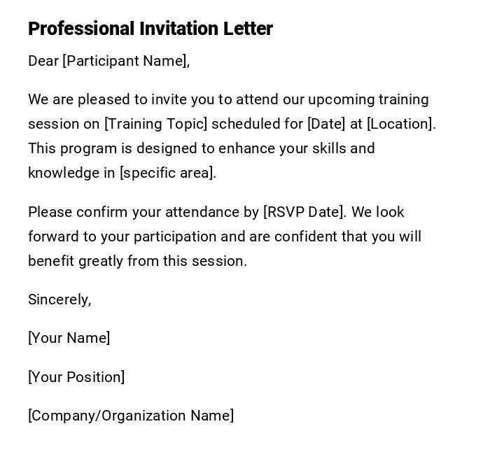 Professional Invitation Letter Professional Invitation Letter