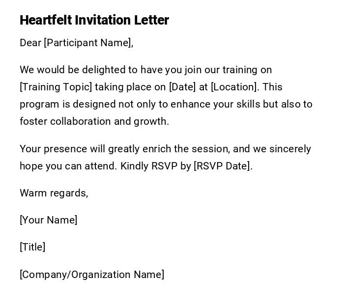 Heartfelt Invitation Letter Heartfelt Invitation Letter