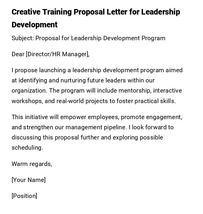 Creative Training Proposal Letter for Leadership Development