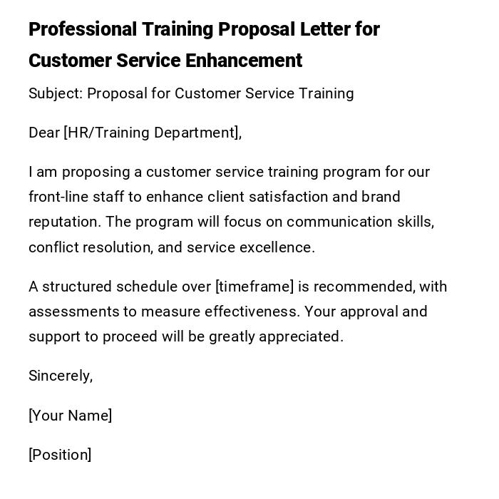 Professional Training Proposal Letter for Customer Service Enhancement