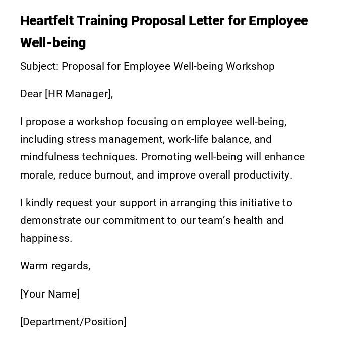 Heartfelt Training Proposal Letter for Employee Well-being