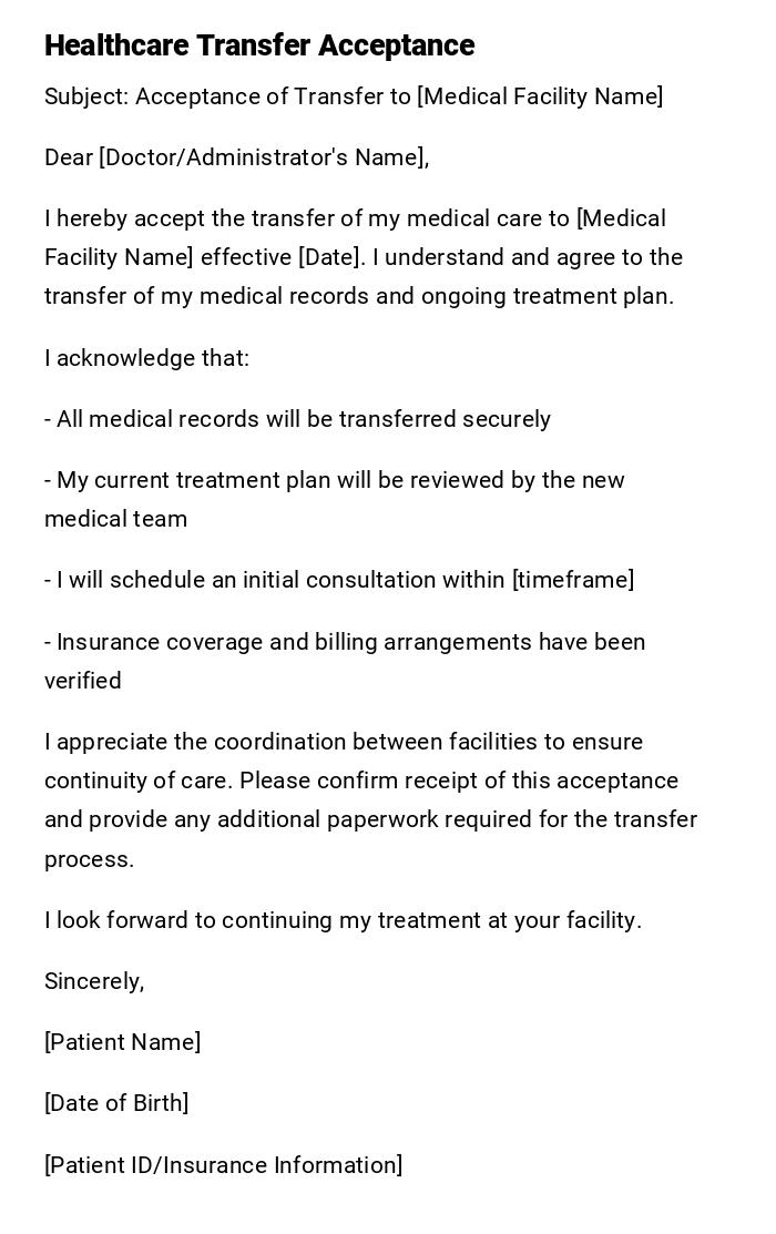 Healthcare Transfer Acceptance Healthcare Transfer Acceptance