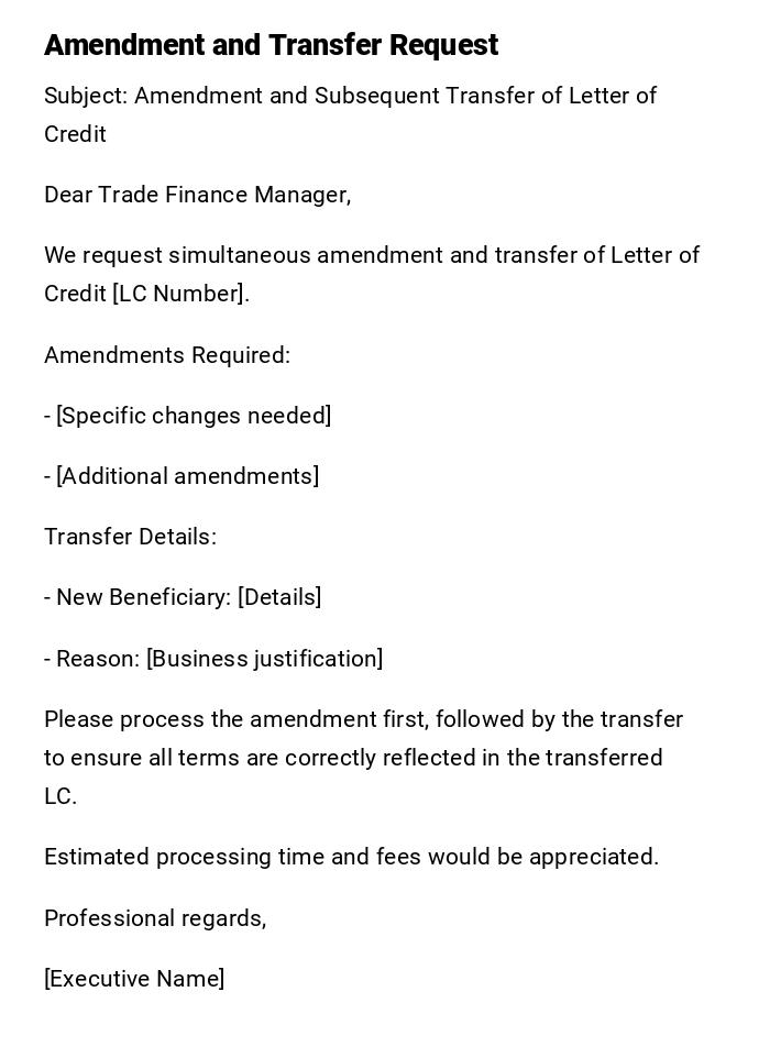 Amendment and Transfer Request