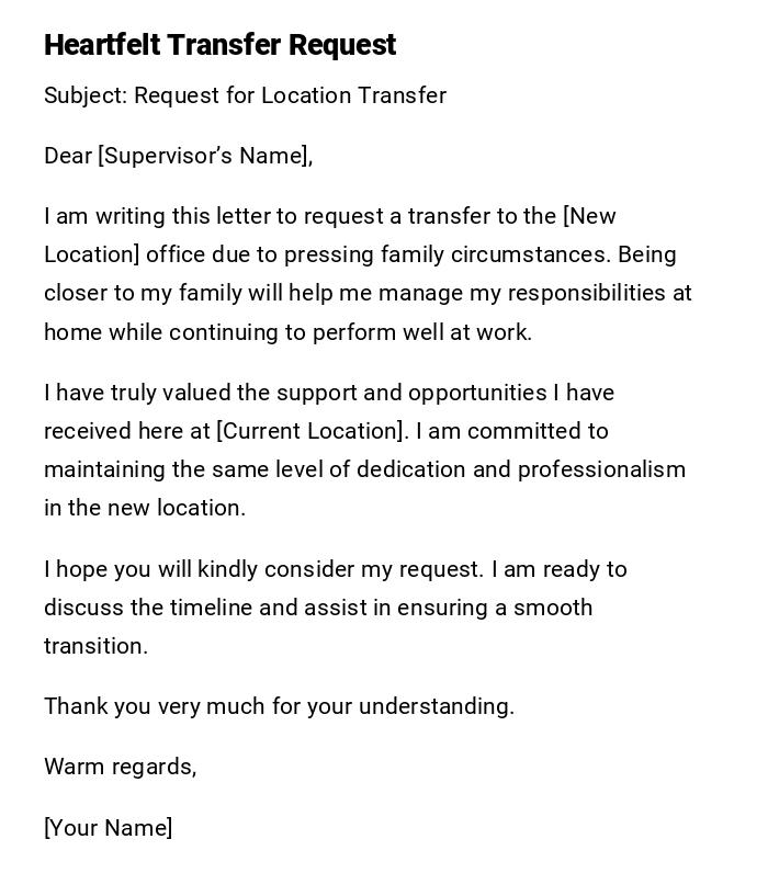Heartfelt Transfer Request