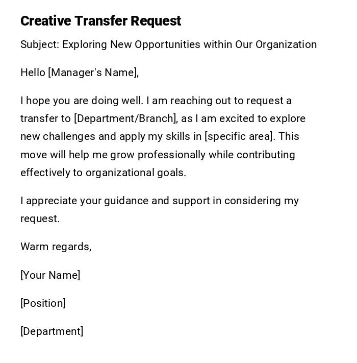 Creative Transfer Request Creative Transfer Request